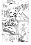  animal_crossing anthro canine comic dog eyes_closed eyewear female glasses hair human isabelle isabelle_(animal_crossing) kemono mammal nintendo open_mouth short_hair solo text translation_request unknown_artist video_games waving 