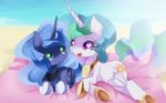 2015 cute duo equine female feral friendship_is_magic horn horse mammal my_little_pony princess_celestia_(mlp) princess_luna_(mlp) the-loony-hatter winged_unicorn wings 