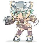  bad_id bad_pixiv_id blade_(galaxist) blush busou_shinki chibi green_eyes green_hair gun helmet lowres maochao solo tail thighhighs weapon 