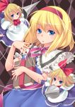  alice_margatroid bad_id bad_pixiv_id blonde_hair blue_eyes book doll hairband lance long_hair polearm shanghai_doll short_hair solo string takahina touhou weapon 