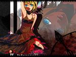  blonde_hair blue_eyes dress flamenco hair_ornament hairclip kagamine_rin la_fiesta_(vocaloid) petals ribbon solo ui_(rot) vocaloid 