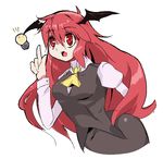  head_wings himuro_(dobu_no_hotori) idea koakuma light_bulb long_hair red_eyes red_hair solo touhou 