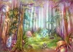  bad_pixiv_id copyright_request crystal forest hiziri mushroom nature no_humans scenery 