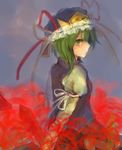  bad_id bad_pixiv_id flower green_eyes green_hair hat shiki_eiki solo spider_lily touhou usagiho 