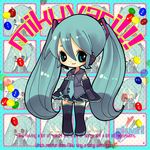  aqua_eyes aqua_hair bad_id bad_pixiv_id blush candy chibi cooger detached_sleeves food hatsune_miku headphones headset long_hair necktie skirt smile solo thighhighs twintails vocaloid 