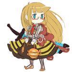  backpack bag blonde_hair blue_eyes blush glasses long_hair mota original sheath sheathed sketch solo sword weapon 