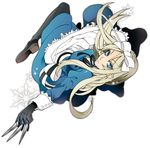  axis_powers_hetalia belarus_(hetalia) blonde_hair blue_eyes dagger dress gloves hair_ribbon long_hair pantyhose ribbon sena_(mineruba) snowflakes solo weapon 