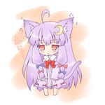  ahoge animal_ears barefoot black_hair cat_ears cat_tail chibi crescent crescent_hair_ornament hair_ornament hat long_hair neko_yume patchouli_knowledge purple_hair red_eyes solo tail touhou 