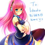  aqua_eyes blush headset highres long_hair megurine_luka pink_hair sheska_xue smile solo translated vocaloid 