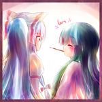  ayakashi_(monkeypanch) bad_id bad_pixiv_id food fujiwara_no_mokou houraisan_kaguya multiple_girls pocky pocky_kiss shared_food touhou 