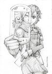  aeues bad_id bad_pixiv_id card female_protagonist_(persona_3) greyscale gun hair_ornament hairclip handheld_game_console headphones holding holding_card monochrome orpheus persona persona_3 persona_3_portable playstation_portable psp_go ribbon school_uniform short_hair sketch skirt solo weapon 
