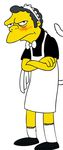  apron blush cat_tail frown grey_hair maid maid_headdress male_focus moe moe_szyslak parody pun solo tail the_simpsons yellow_skin 