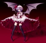  bat_wings bug butterfly dress dress_lift hat insect legs mary_janes pigeon-toed purple_hair red_eyes remilia_scarlet shadow shoes short_hair smile solo thighhighs touhou utakata_(kochou_no_yume) wings 