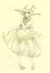  bad_id bad_pixiv_id hat kirisame_marisa monochrome sketch solo sugi touhou traditional_media witch_hat yellow yellow_background 