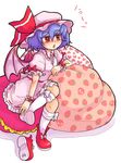  bat_wings blue_hair hat kneehighs kty_(04) red_eyes remilia_scarlet shoes short_hair single_shoe socks solo touhou wings wrist_cuffs 