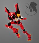  english eva_02 full_body grey_background hero_factory lego logo mecha neon_genesis_evangelion nerv no_humans simple_background the_lego_group 