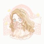  1girl animated animated_gif beads blinking blonde_hair blue_eyes blush_stickers bouquet bridal_veil bride bug butterfly chibi chinese_commentary colored_eyelashes commentary_request covered_mouth dress dress_flower elbow_gloves floating_clothes floral_print flower forehead forever_love_(shining_nikki) frilled_dress frills gate gloves hair_beads hair_ornament holding holding_bouquet lace lace_gloves long_dress long_hair looking_at_viewer looping_animation nikki_(series) pink_dress pink_flower pink_rose pleated_dress print_dress rose rose_print see-through_clothes see-through_veil shining_nikki solo standing tareme veil very_long_hair wavy_hair wedding_dress white_background white_gloves white_veil xiaoyu_qixing yellow_butterfly 