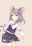  ahoge animal_ears arai_togami capelet dress grey_dress grey_hair highres mouse_ears mouse_tail nazrin pink_eyes see-through solo tail touhou 