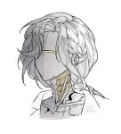  1girl humanoid_robot lucy_(reverse:1999) metal_hair metal_skin niv_cm portrait reverse:1999 robot robot_girl shirt short_hair solo white_background white_shirt 