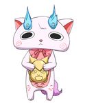  animalization bow cat fusion hata_no_kokoro kakao_(noise-111) komasan new_mask_of_hope no_humans parody simple_background style_parody touhou toyosatomimi_no_miko white_background youkai youkai_watch 