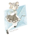  animal_ears capelet character_name dowsing_rod grey_hair jewelry mouse_ears mouse_tail nazrin onigiri_(ginseitou) pantyhose pendant short_hair smile solo tail touhou 