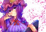  :&lt; blush book crescent crescent_hair_ornament hair_ornament hat jitome jyuuji long_hair patchouli_knowledge purple_eyes solo touhou white_background 