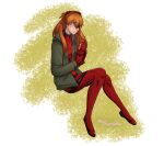  1girl artist_name blue_eyes bodysuit breasts crying crying_with_eyes_open doll evangelion:_3.0_you_can_(not)_redo eyepatch freckles from_side frown full_body furrowed_brow gloves green_jacket hair_between_eyes hair_ornament hairclip highres holding holding_doll interface_headset_(evangelion) invisible_chair jacket long_hair looking_at_object maysstarlight mecha_pilot_suit neon_genesis_evangelion open_clothes open_jacket orange_hair pixiv_username plugsuit_(evangelion) rebuild_of_evangelion red_bodysuit red_gloves sad signature sitting solo souryuu_asuka_langley streaming_tears tears teeth two-tone_background upper_teeth_only white_background yellow_background 