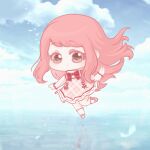  1girl :o animated animated_gif ankle_socks bare_shoulders bloom_poetry_(shining_nikki) blue_sky bow bow_legwear bowtie brown_eyes cardcaptor_sakura chibi chinese_commentary clothes_writing cloud coattails colored_eyelashes commentary_request cosplay cross-laced_clothes cross-laced_dress crown day dress dress_ribbon feather_dress feathers floating_clothes floating_hair frilled_shirt frills game_screenshot_background gloves holding holding_wand kinomoto_sakura kinomoto_sakura_(clear_wings) kinomoto_sakura_(cosplay) light_blush long_hair long_sleeves magical_girl mary_janes medium_dress mini_crown nikki_(series) ocean outdoors parted_lips pinafore_dress pink_dress pink_hair plaid_clothes plaid_dress red_bow red_bowtie red_ribbon reflection reflective_water ribbon screenshot_background shining_nikki shirt shoes sidelocks sky sleeveless sleeveless_dress sleeves_past_wrists socks solo sparkle standing standing_on_liquid tareme transformation turtleneck turtleneck_dress turtleneck_shirt very_long_hair wand white_crown white_dress white_gloves white_shirt white_shoes white_socks xiaoyu_qixing 