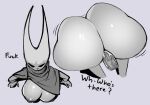 2025 2_horns areola arthropod big_breasts big_butt biped black_body black_eyes bodily_fluids breasts butt carapace cloak cloak_only clothing dialogue digital_media_(artwork) disembodied_penis english_text erection female frozenartifice genital_fluids genitals hi_res hollow_knight:_silksong hollow_knight_(franchise) horn hornet_(hollow_knight) huge_butt humanoid_genitalia humanoid_penis insect male male/female nipples penetration penile penile_penetration penis penis_in_vagina simple_background team_cherry text thick_thighs topwear vaginal vaginal_penetration wide_hips