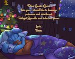  &lt;3 2014 atane18 cape christmas christmas_stocking christmas_tree drooling english_text equine eyes_closed female friendship_is_magic holidays horn inside lights lying mammal my_little_pony night pillow saliva sleeping solo star text tree trixie_(mlp) unicorn wagon wizard_hat 