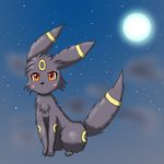  all_fours ambiguous_gender black_fur blush canine chest_tuft cloud cute eeveelution feral fur hindpaw looking_at_viewer mammal moon night nintendo paws pok&eacute;mon raised_tail sitting solo star tuft umbreon unknown_artist video_games yellow_eyes 