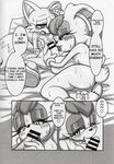  2013 anthro big_breasts blush breasts censored cleavage clothed clothing comic female fur gloves hair holding_breasts lagomorph legwear lipstick long_ears makeup mammal michiyoshi miles_prower milf mother nipples parent sega sonic_(series) vanilla_the_rabbit 