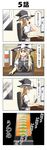  4koma alice_margatroid black_dress blonde_hair bow cellphone chair comic dress empty_eyes hat hat_bow highres kirisame_marisa md5_mismatch multiple_girls phone rappa_(rappaya) sitting touhou translated when_you_see_it white_bow witch_hat yandere 