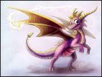  2011 arthropod blue_eyes digitigrade dragon dragonfly duo feral glowing horn insect looking_at_viewer male plain_background purple_scales quirachen scalie shadow smile sparx spread_wings spyro spyro_the_dragon standing video_games white_background wings 