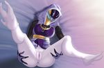  3_fingers 3_toes alien anus big_breasts breasts butt female glowing glowing_eyes hood mask mass_effect not_furry presenting purple_skin pussy quarian solo suit tali&#039;zorah_nar_rayya toes video_games 