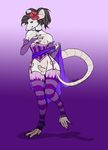  2015 albino anthro balls blush choker clothed clothing corset crossdressing dokuga_(artist) erection flower garter girly gloves half-dressed legwear male mammal nipples penis plain_background plant rat red_eyes rodent small_penis solo stockings tankard_(artist) thigh_highs vel 