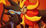  ambiguous_gender angry duo eye_contact feline lifefantasyx lion luxray male mammal nintendo pok&eacute;mon pyroar video_games 