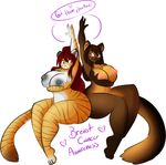  anthro big_breasts blue_eyes breasts christina_mort_(paltala) duo feline female hair huge_breasts long_hair mammal mustelid paltala plain_background purple_eyes red_hair tehbuttercookie tiger white_background 