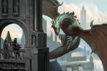  ambiguous_gender building city cityscape claws feral flying group horn human john_severin_brassell magic_the_gathering male mammal official_art perspective scalie sculpture solo_focus spines statue wings wyvern 