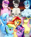  2015 absurd_res anthro anthrofied areola big_breasts blue_body blue_hair boob_hat breasts burstfire cum cum_in_hair cum_on_face cup digital_media_(artwork) equestria_girls equine eyelashes female fluttershy_(mlp) friendship_is_magic glass grey_body group hair hand_on_breasts hi_res horn horse huge_breasts human lesbian long_hair male mammal multicolored_hair my_little_pony nipples octavia_(mlp) one_eye_closed oral outside penis pink_body pony princess_cadance_(mlp) purple_eyes rainbow_dash_(mlp) sex smile sonata_dusk_(eg) straight sunset_shimmer_(eg) tongue tongue_out trixie_(mlp) twilight_sparkle_(mlp) two_tone_hair unicorn yellow_body 