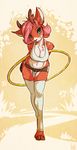  2015 anthro antlers atryl cervine cleavage clothed clothing cute cyan_eyes deer digital_media_(artwork) female hair hoop hoops hooves horn hula_hoop legwear looking_at_viewer mammal midriff pink_hair shorts skimpy smile solo sports_bra standing stockings wide_hips 