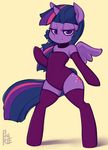  2015 clothing cutie_mark elbow_gloves equine female friendship_is_magic gloves hair half-closed_eyes horn legwear long_hair looking_at_viewer mammal my_little_pony phurie plain_background purple_eyes purple_hair solo standing thigh_highs twilight_sparkle_(mlp) winged_unicorn wings 