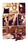  anthro big_breasts breasts cat cleavage clothed clothing comic cum cum_on_breasts drinking feline female mammal penis riendonut 