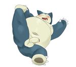  balls blush erection humanoid_penis lying male megawaffle_(artist) nintendo nude on_back open_mouth overweight paws penis pok&eacute;mon raised_leg snorlax solo uncut video_games 