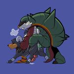  adamant_monster anal anal_penetration animal_genitalia balls big_dom_small_sub canine_penis chesnaught duo gay houndoom knot male nintendo penetration penis pok&eacute;mon size_difference video_games 