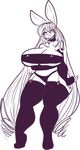  anthro big_breasts breasts chubby collar female garter_belt gloves lagomorph mammal mocha_creme monochrome rabbit solo strapless_bra tehbuttercookie 