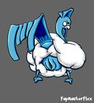  2015 altaria anthro anus avian beak bird bow butt eyelashes fapmasterflex female grey_background looking_at_viewer looking_back nintendo nude plain_background pok&eacute;mon presenting pussy raised_tail rear_view smile solo standing video_games wings 