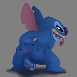  2015 alien anus balls blue_skin experiment_(species) feral jerseydevil lilo_and_stitch looking_back male penis solo spread_anus spreading stitch 