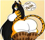 2014 amarith anthro big_breasts big_butt breasts butt feline female huge_butt legwear mammal obese overweight solo tehbuttercookie thigh_highs tiger wide_hips 