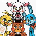  2014 animated animatronic anthro bow_tie female five_nights_at_freddy&#039;s five_nights_at_freddy&#039;s_2 glowing glowing_eyes group hat kasanexkagamine looking_at_viewer low_res machine male mangle_(fnaf) mechanical robot teeth top_hat toy_bonnie_(fnaf) toy_chica_(fnaf) toy_freddy_(fnaf) 